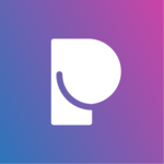 PARKITA P logo met kleurverloop van blauw naar roze op de achtergrond