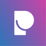PARKITA P PARKITA P logo met kleurverloop van blauw naar roze op de achtergrond
